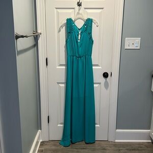 Francesca’s Aqua maxi dress with keyhole back